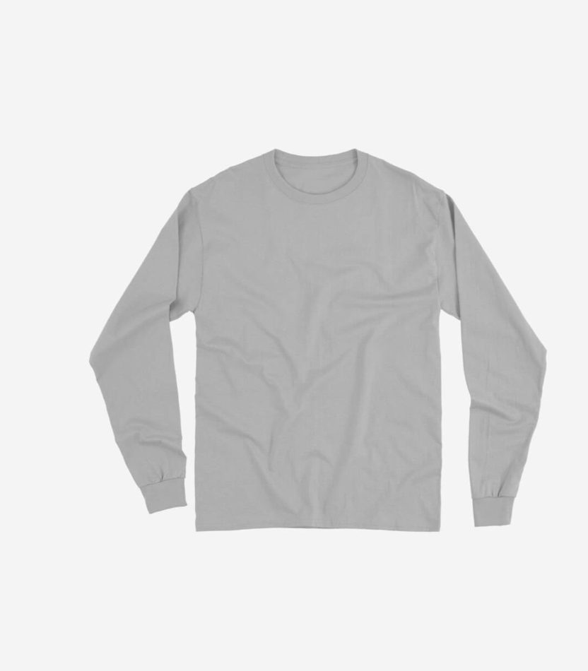 Long-sleeve grey sweater, front view